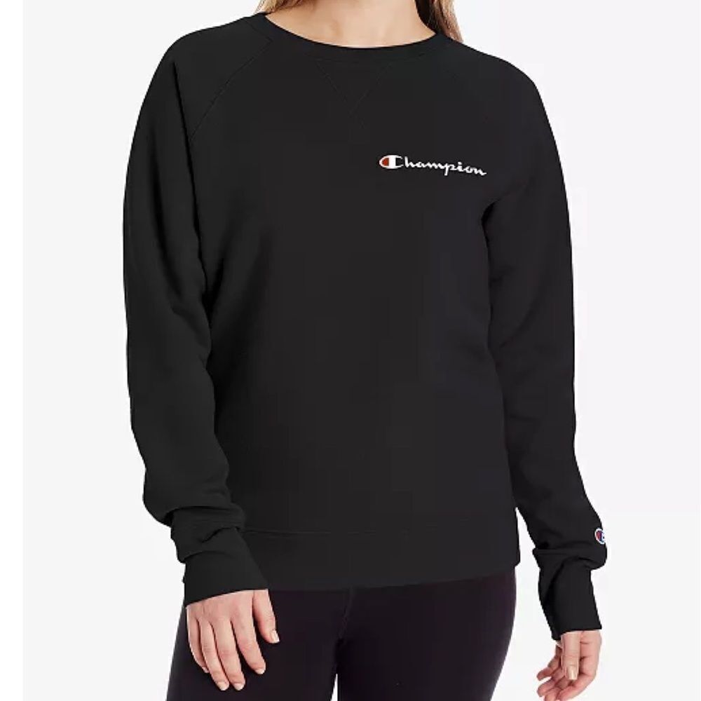 CHAMPION Women's Black Powerblend Logo Sweatshirt Size Small or Medium
